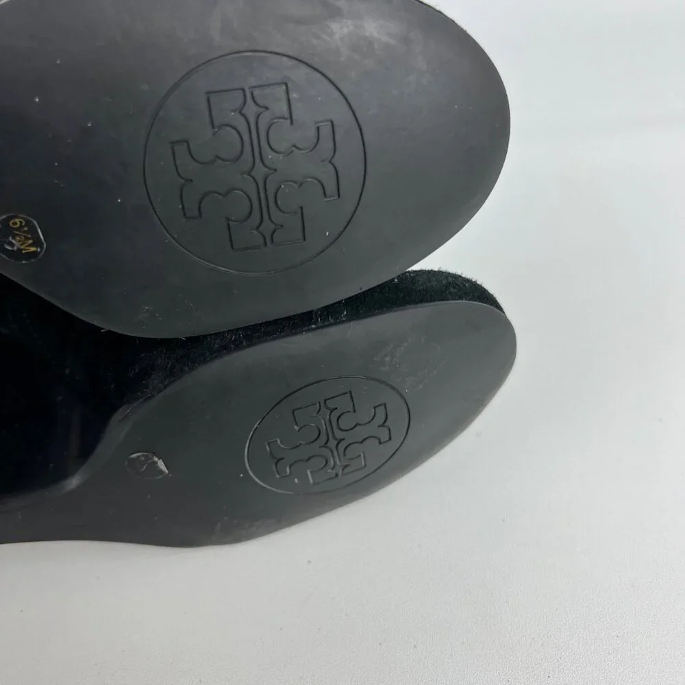 Tory Burch Womens Adrienne Black Suede Wedge Booties Chelsea Ankle Boot size 6.5